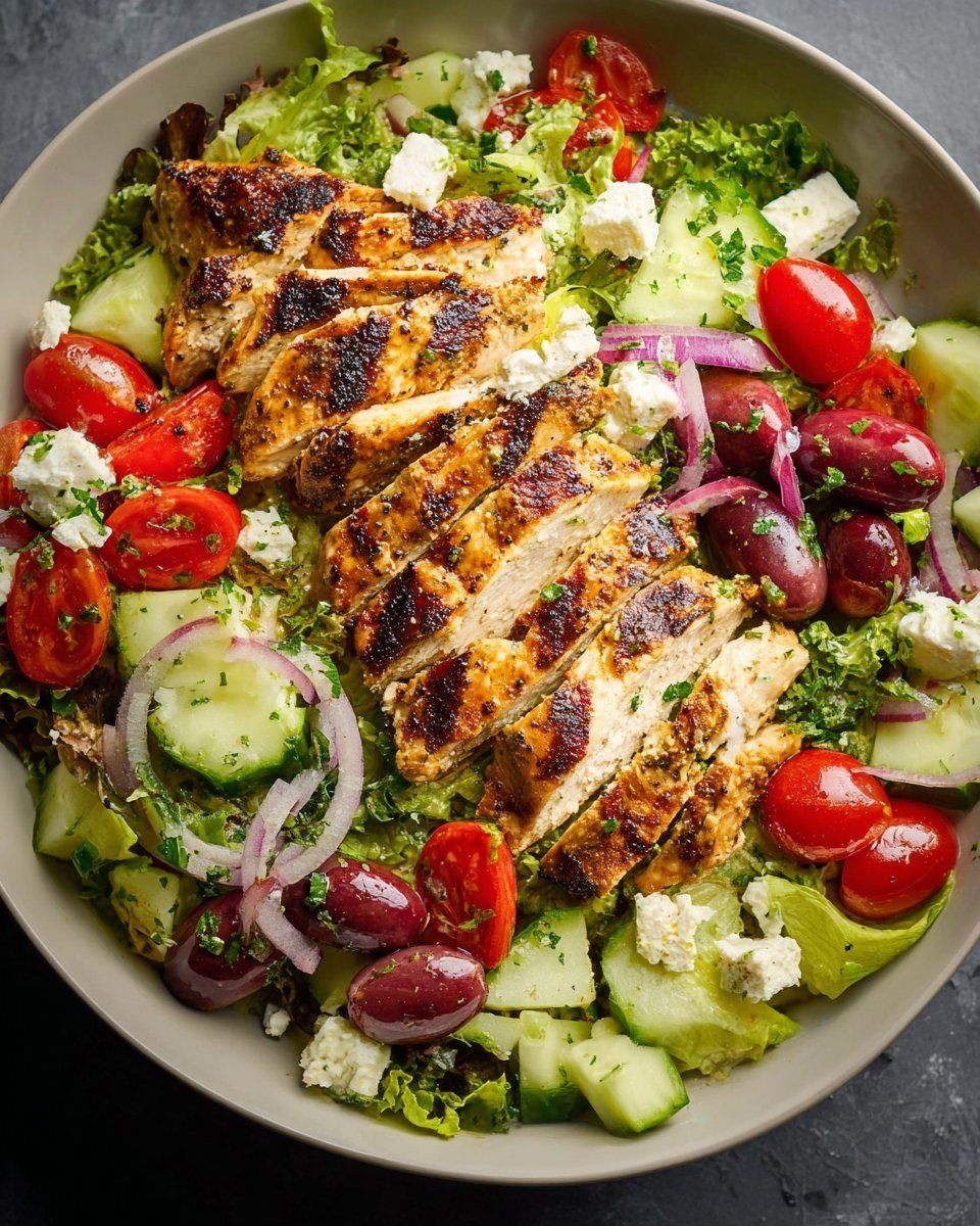 Grilled chicken salad with fresh vegetables